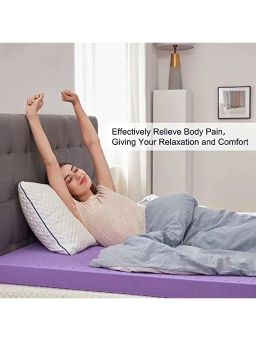 Queen Gel Memory Foam Mattress Topper - Soft, Ventilated, Pressure Relief Pad